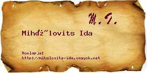 Mihálovits Ida névjegykártya